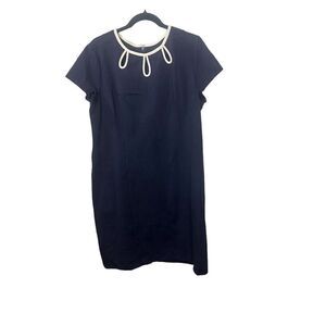 Talbots Women's Sheath Dress Navy Blue w/ Off-White Piping Trim